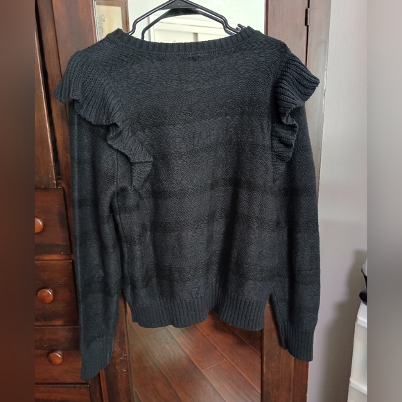Anthropologie Pilcro Black Ruffled Women's Sweater_Large - Picture 4 of 6